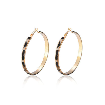 Bohemian Vintage Leopard Leather Round Hoop Earrings