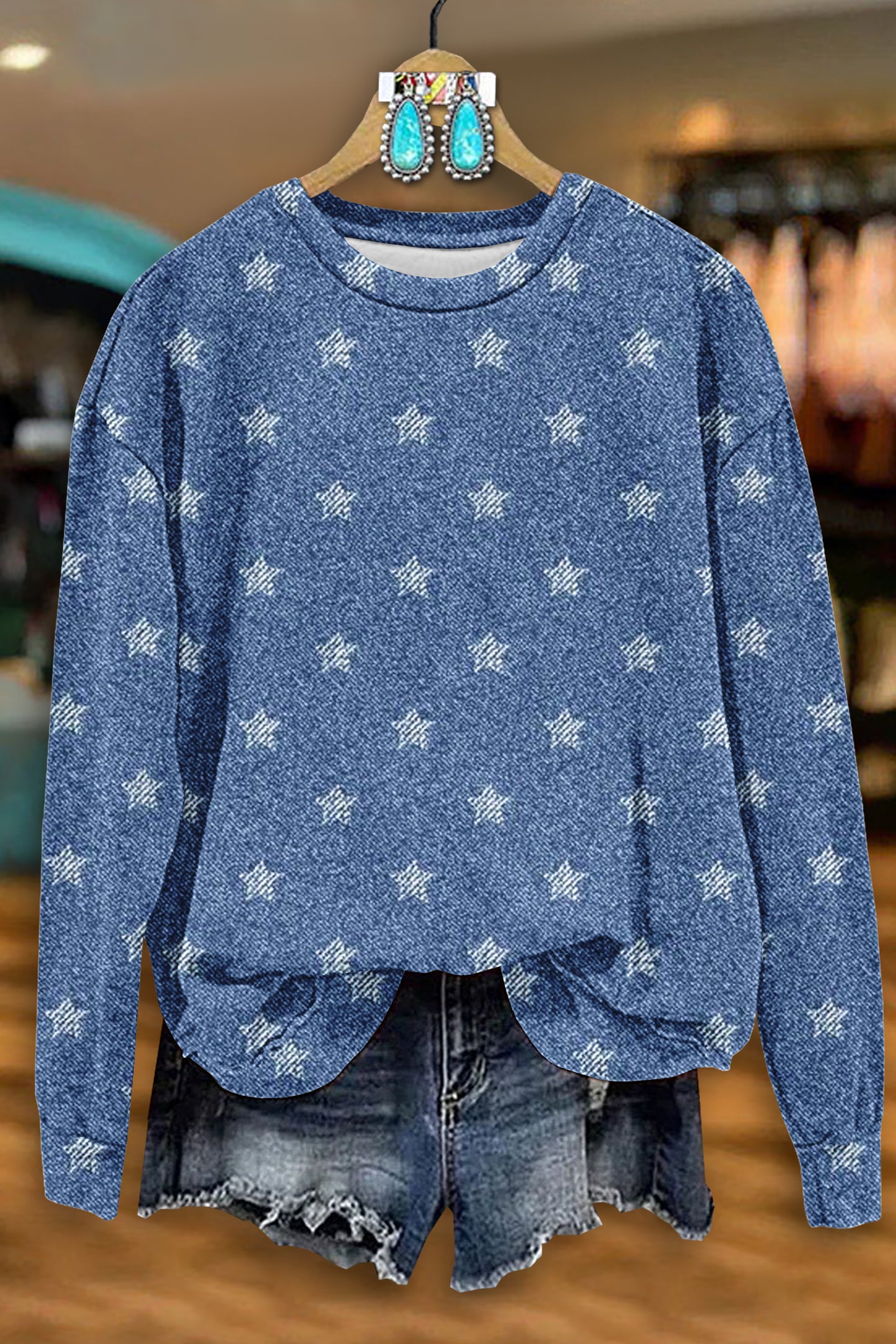 Casual Star Print Long Sleeve Sweatshirt