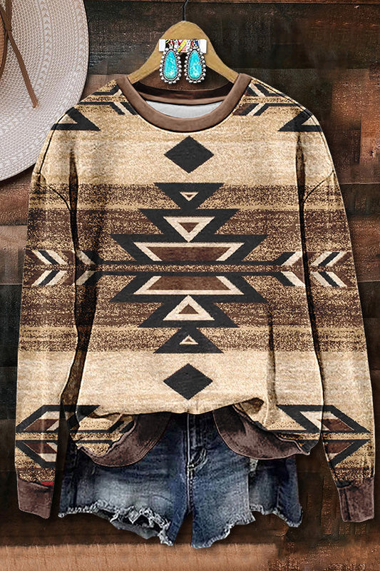 Retro Aztec Printed Sweatshirt