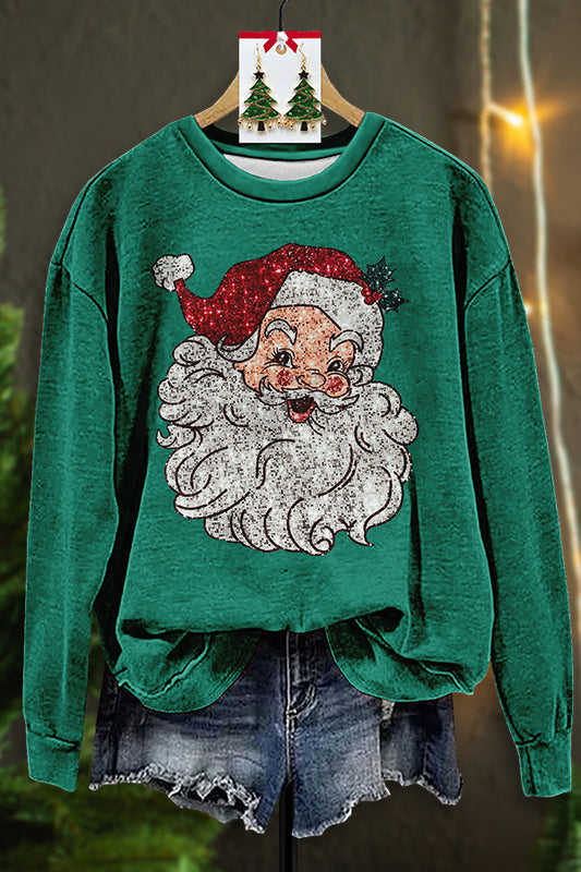 Shiny Santa Claus Sequin Print Sweatshirt