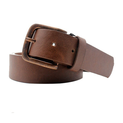 Men's Vintage Copper Pin Buckle Jeans Eco-friendly PU Leather Belt