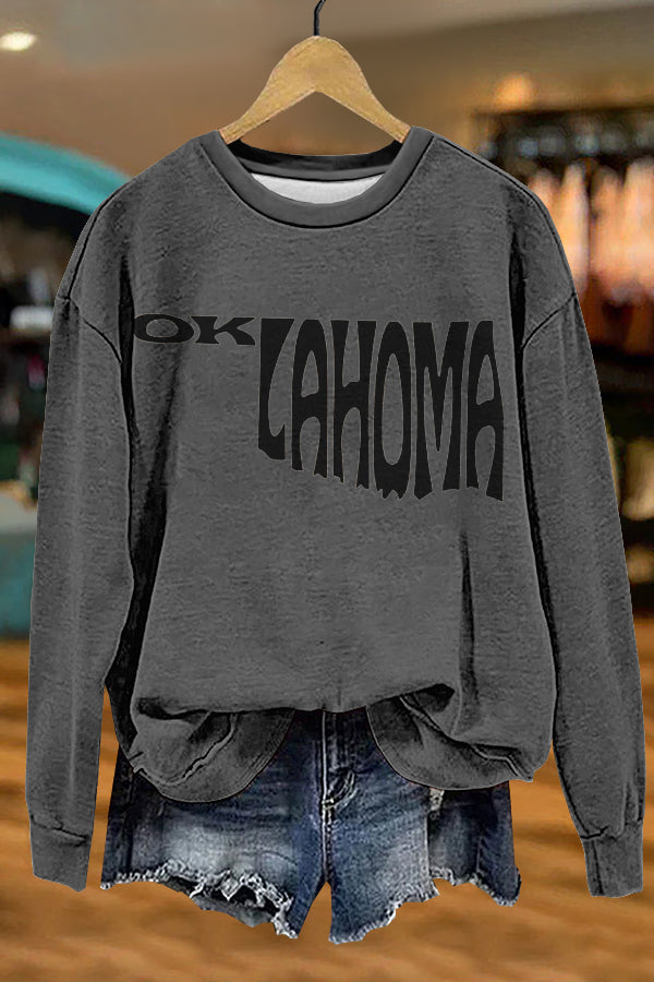 Unique Gameday Oklahoma Print Sweatshirt