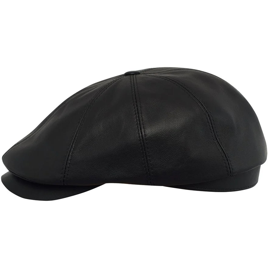 PEAKED CAPS Tony - LEATHER-BROWN