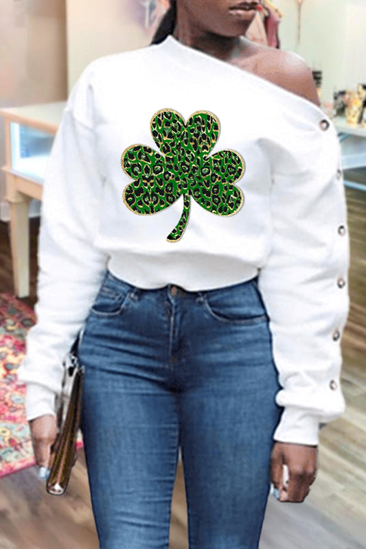 Elegant Contrast Buttons St. Patrick's Day Sweatshirt