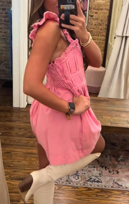 Casual Pink Ruffles Sleeveless Romper