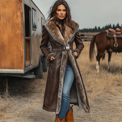 Denim Women's Western Retro Coat Plush Autumn And Winter Warm Coat