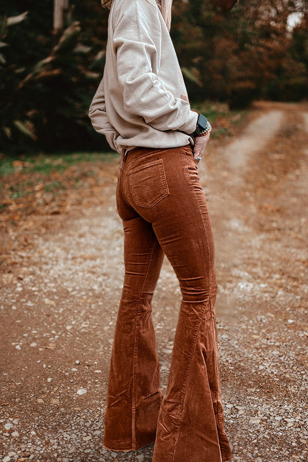 Vintage High-Waisted Flared Corduroy Pants