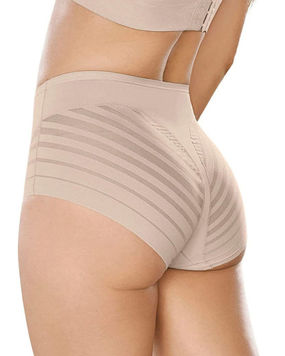 Corset Waist And Hip Lift Sheer Mesh Striped Panties