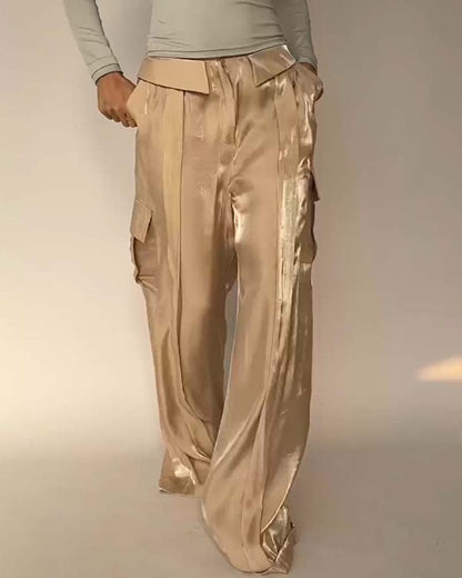 Loose Mercerized Pants Wide Leg