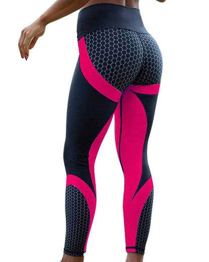 High-Waisted Hip Lift Beehive Print Yoga Pants