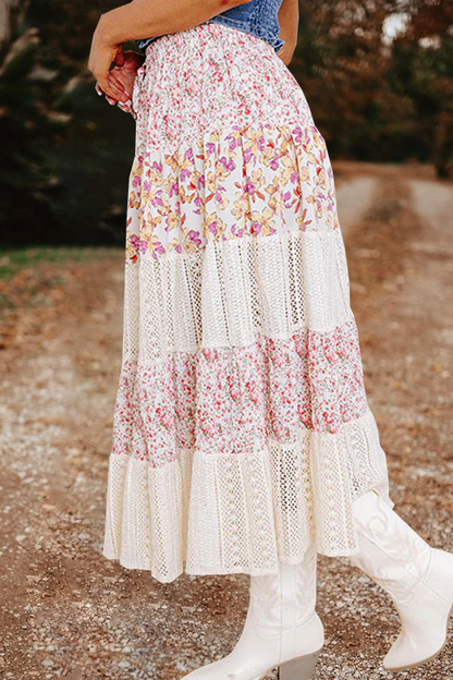 Floral Fields High Waist Midi Skirt