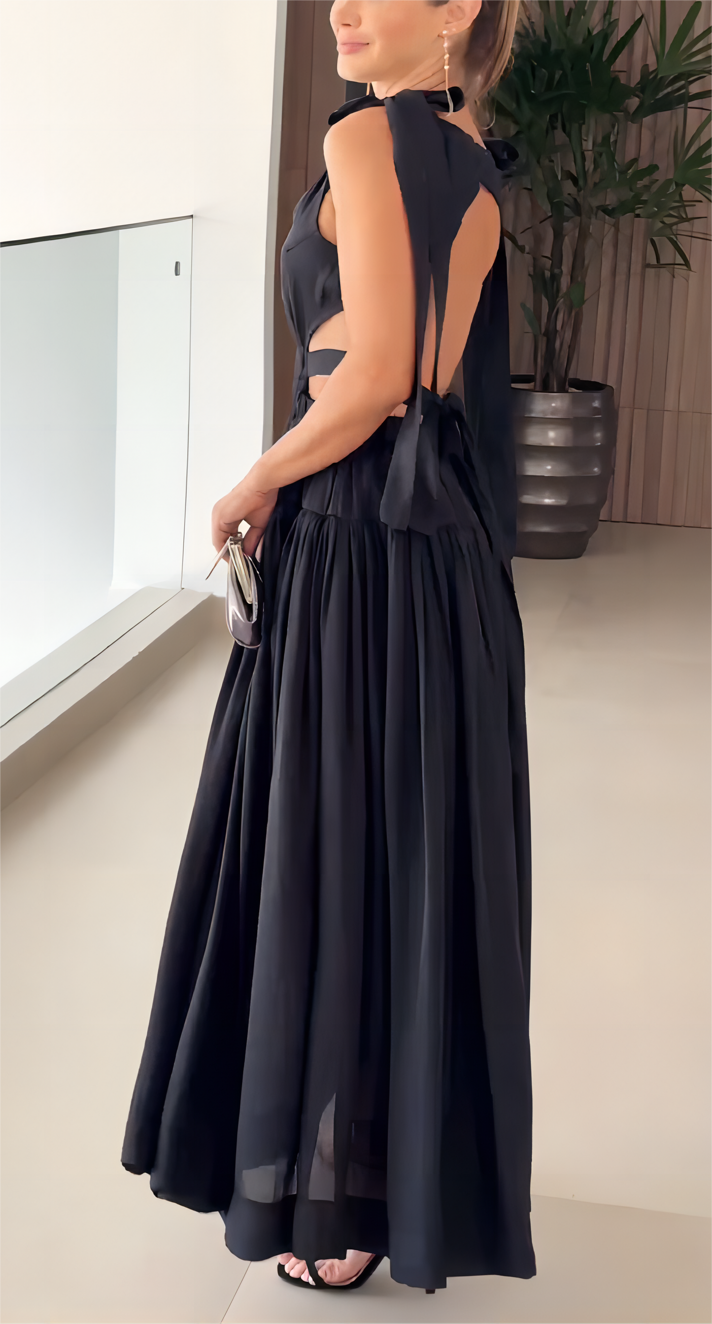 Elegant Chiffon Maxi Dresses In Black