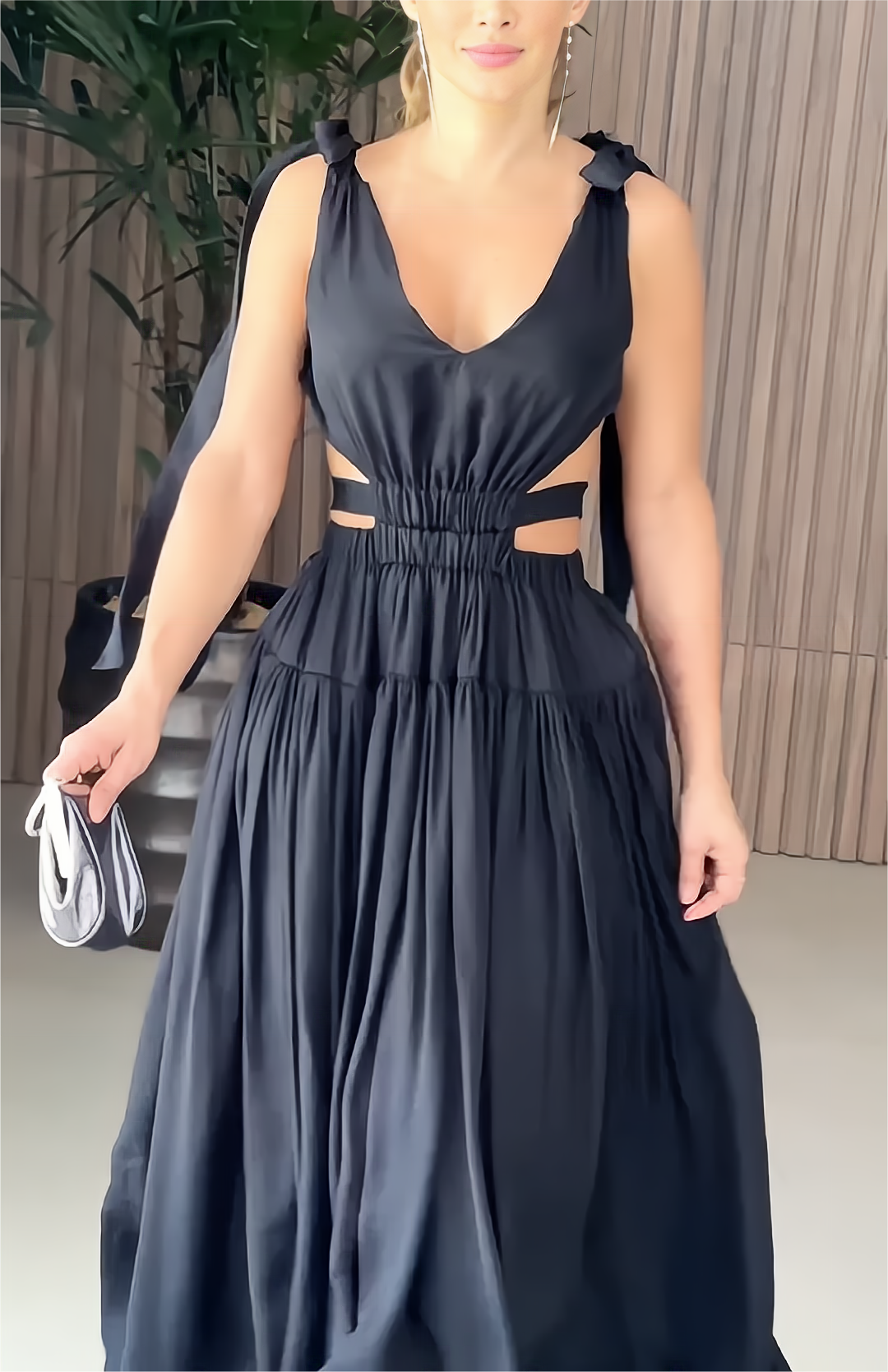 Elegant Chiffon Maxi Dresses In Black