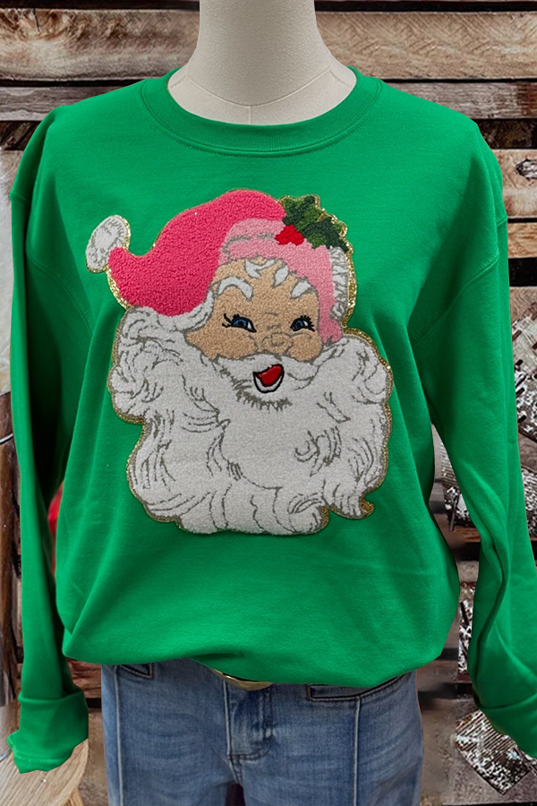 Women's Green Santa Holiday Sweatshirt