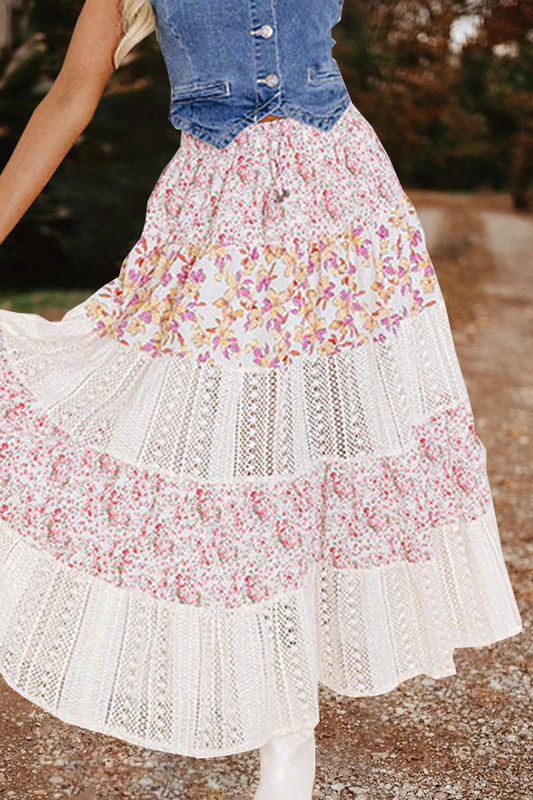 Floral Fields High Waist Midi Skirt