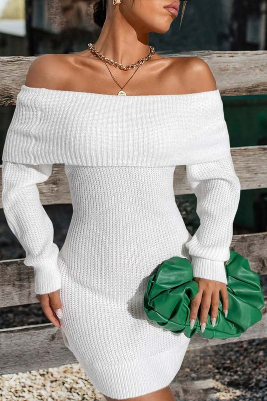 Women's Long Sleeve Slim Off-shoulder Casual Dress