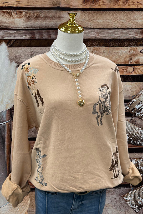 Vintage Western Print Sweatshirt