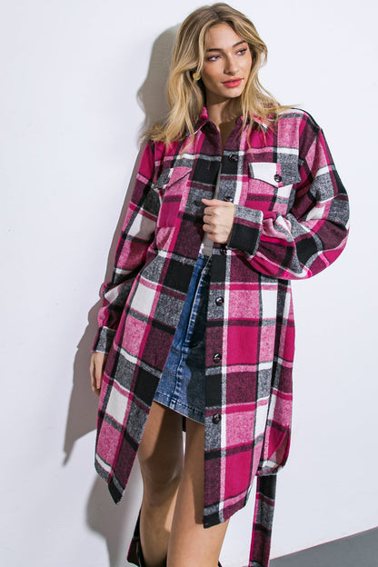 All of the Lights Midi Plaid Duster Jacket