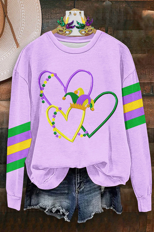 Classic Mardi Gras Stripe Print Sweatshirt