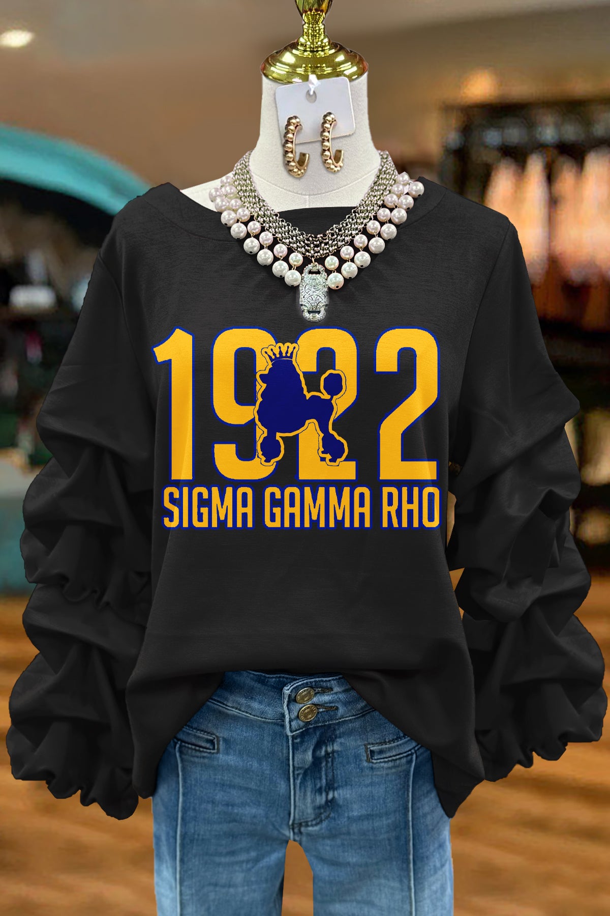 Sigma Gamma Rho Sorority Print Pleated Sweatshirt