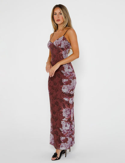 Large Range Floral Print Halter Maxi Dress