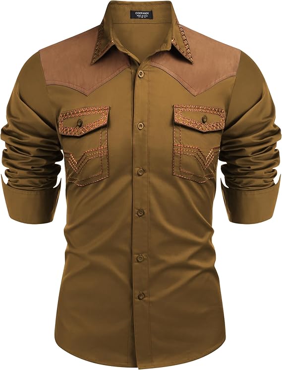 Men's Western Long Sleeve Cowboy Shirt