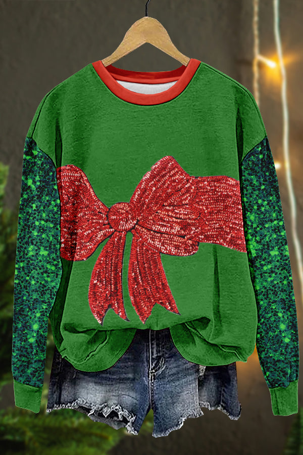 Shiny Christmas Gift Print Sweatshirt