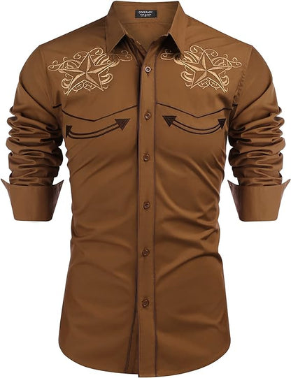 Men's Long Sleeve Embroideres Western Shirts