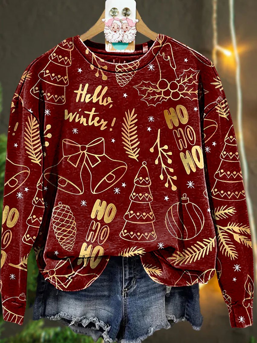 Christmas golden Christmas bell Christmas tree Casual  Sweatshirt