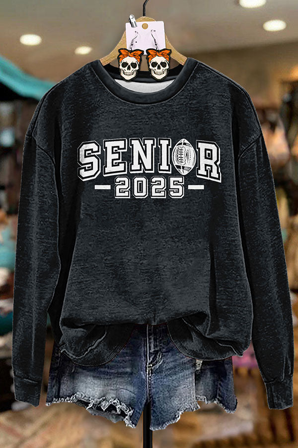 Senior 2025 Football Print Sweatshirt