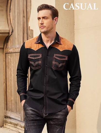 Men's Western Long Sleeve Cowboy Shirt