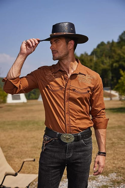 Men's Long Sleeve Embroideres Western Shirts