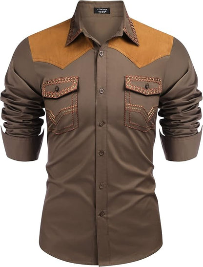 Men's Western Long Sleeve Cowboy Shirt