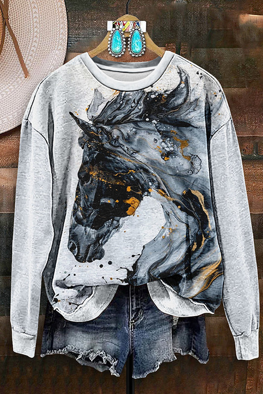 Vintage Western Horse Print Sweatshirt