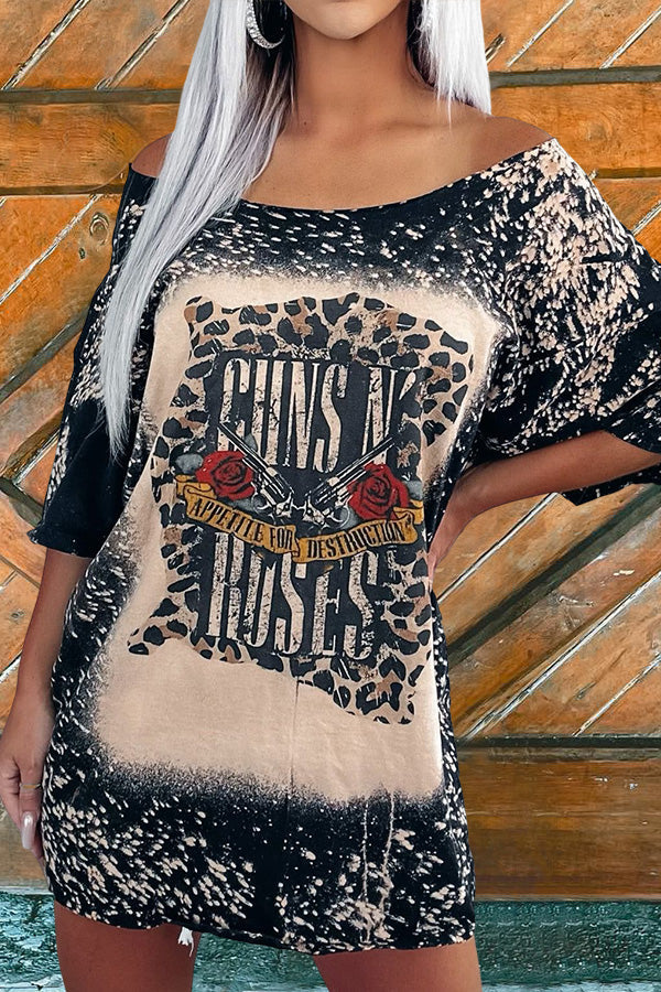 Vintage Rose Print T-Shirt Dress