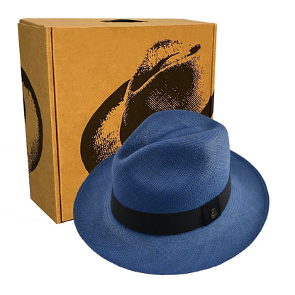 Advanced Original Panama Hat-Electric Blue Toquilla Straw-Handwoven in Ecuador