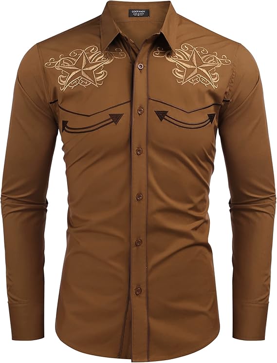 Men's Long Sleeve Embroideres Western Shirts