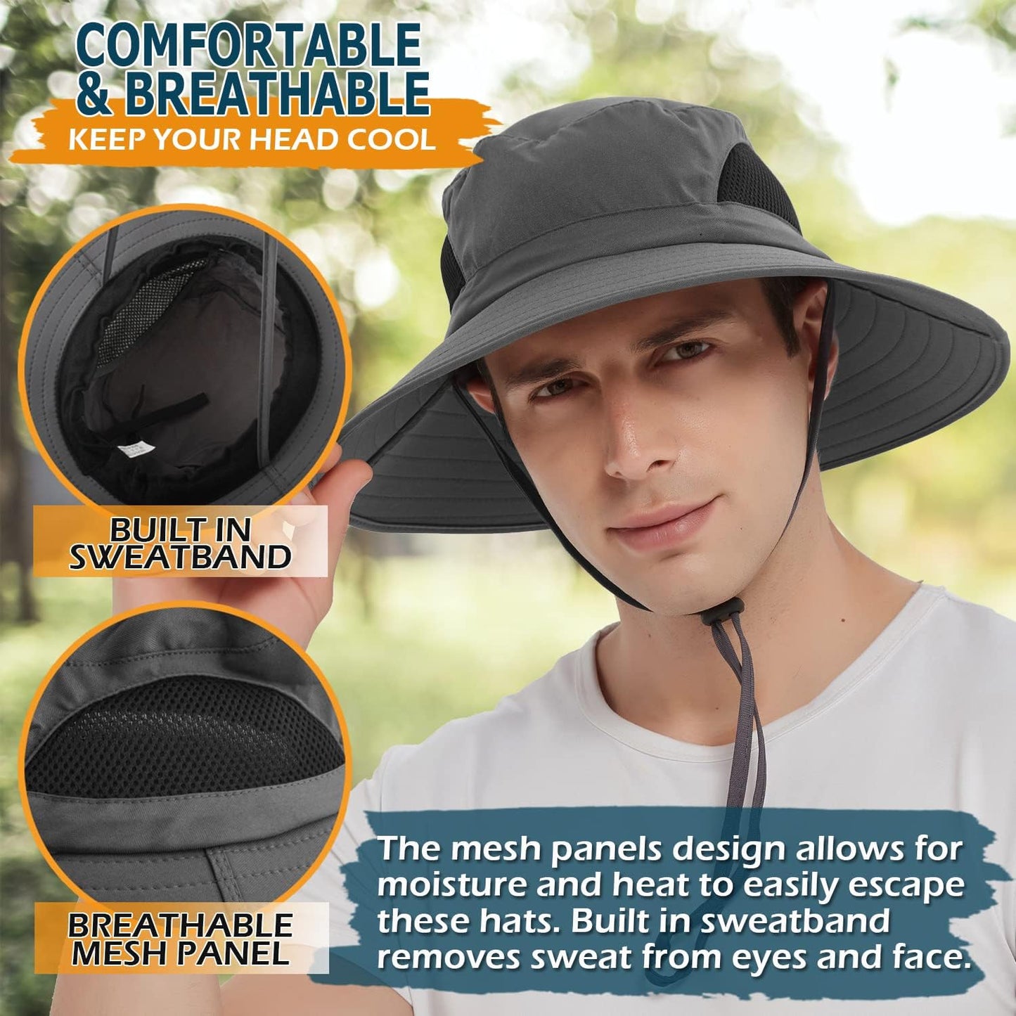 Men and Women Large Brim Waterproof Breathable Outdoor Quick Dry Boonie Hat