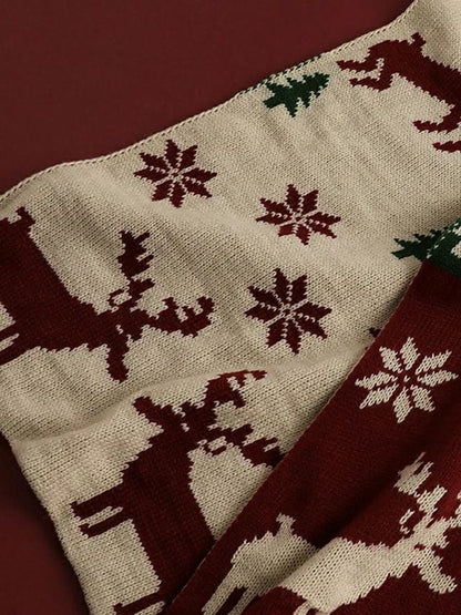 Christmas Multi-Element Pattern Design Thickened Warm Scarf