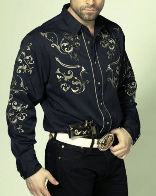 Men's fashion casual retro western style  shirt