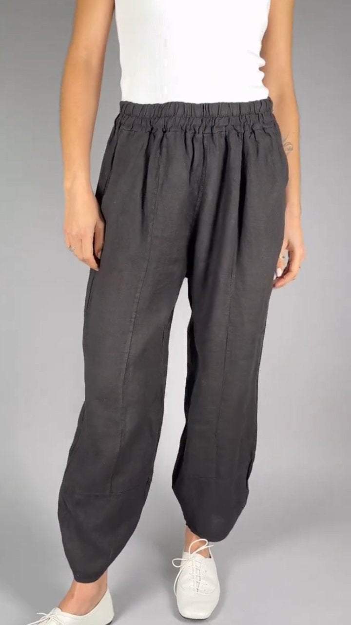 Women's Casual Solid Color Cotton and Linen Trousers