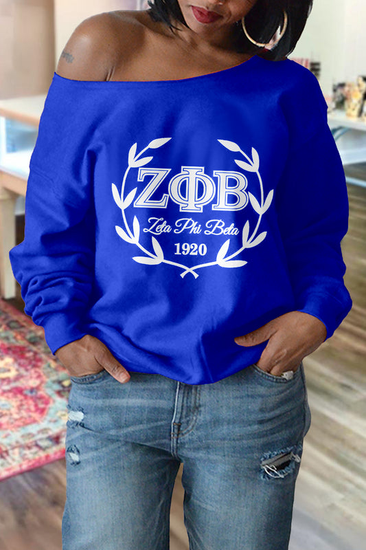 Zeta Phi Beta Sorority Print Drop Shoulder Sweatshirt