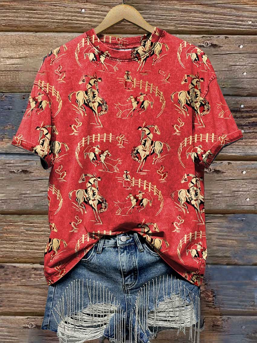 Red Rodeo Print T-shirt