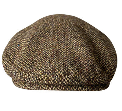 THE PEAKED Marl Flat Hat Particles-Harris Tweed