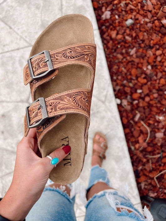 Footo Western Hand Tooled Sandals