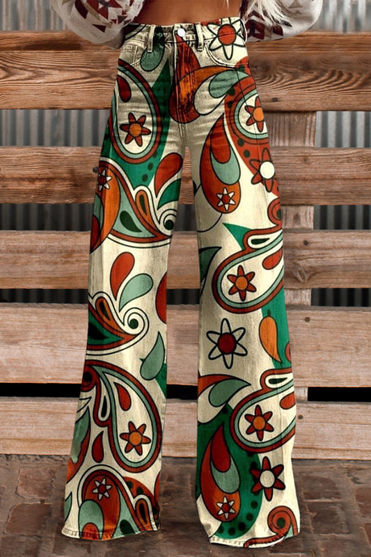 Water Drop Print Casual Wide Leg Pants