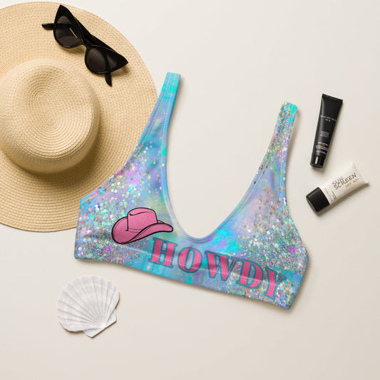 Yeehaw Howdy Opal Glitter Bikini Top