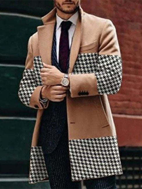 Men's Casual Printed Woolen Coat