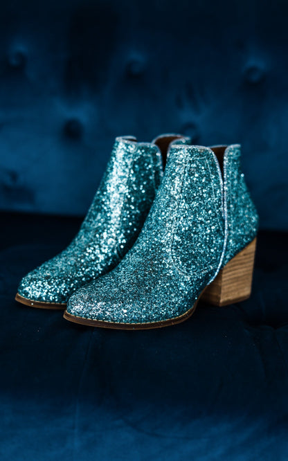 Fiera Glitter Booties in Blue