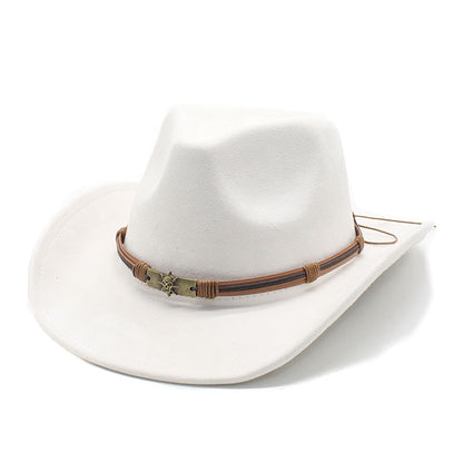 Men's Vintage Western Cowboy Hat Suede Knight British Felt Hat